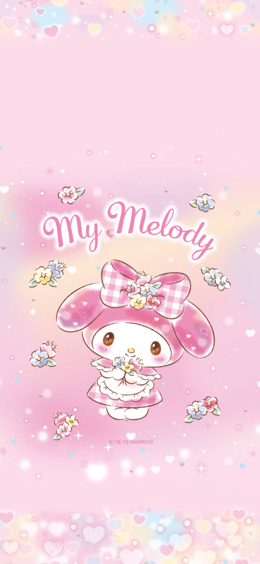 My Melody, pink rabbit, checkered bow, Full HD Phone Wallpaper