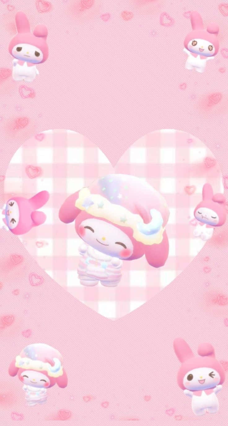 My Melody, checkered heart, heart-shaped frame, HD Phone Wallpaper