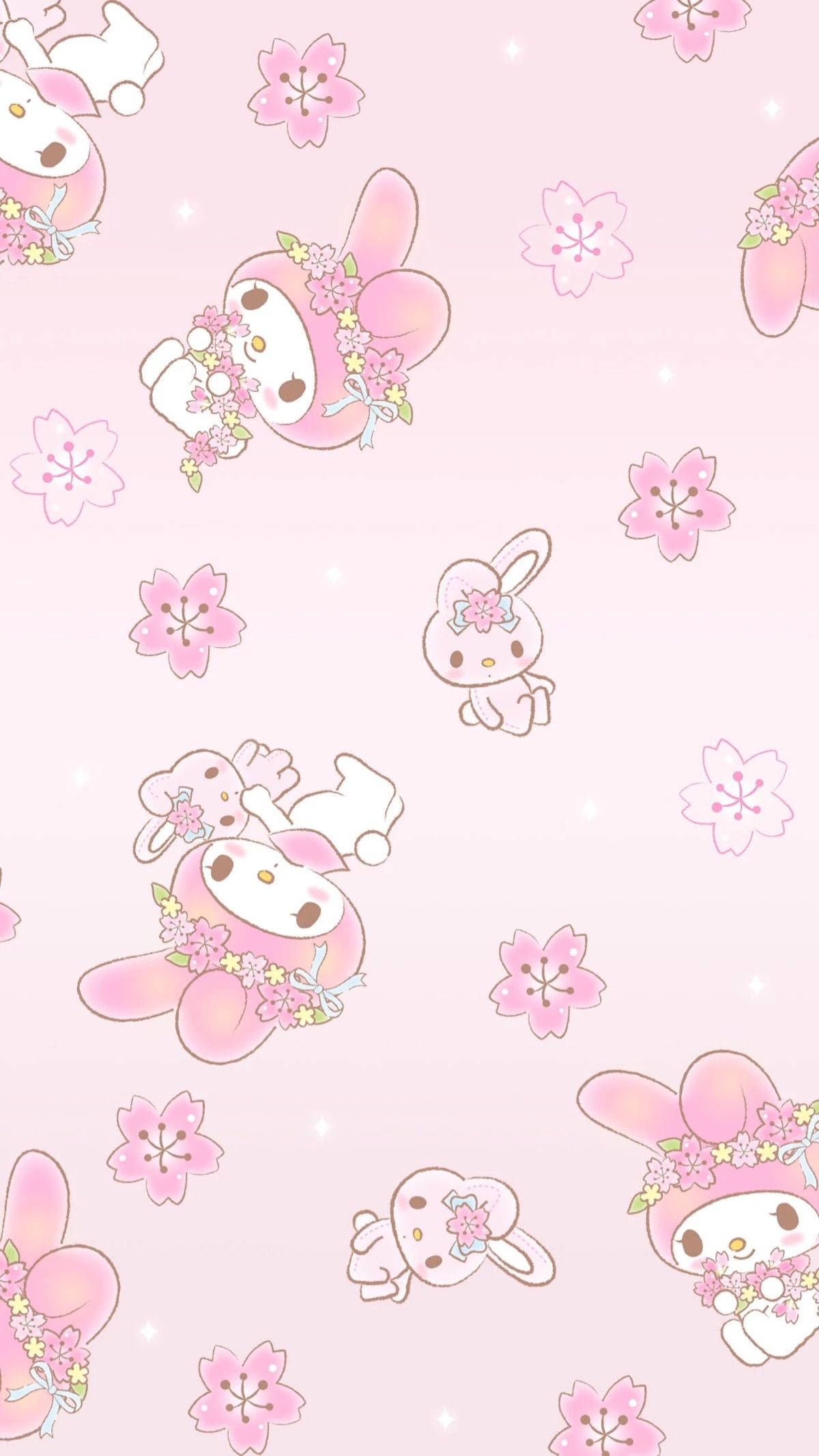 My Melody, pink, cherry blossoms, Full HD Phone Wallpaper