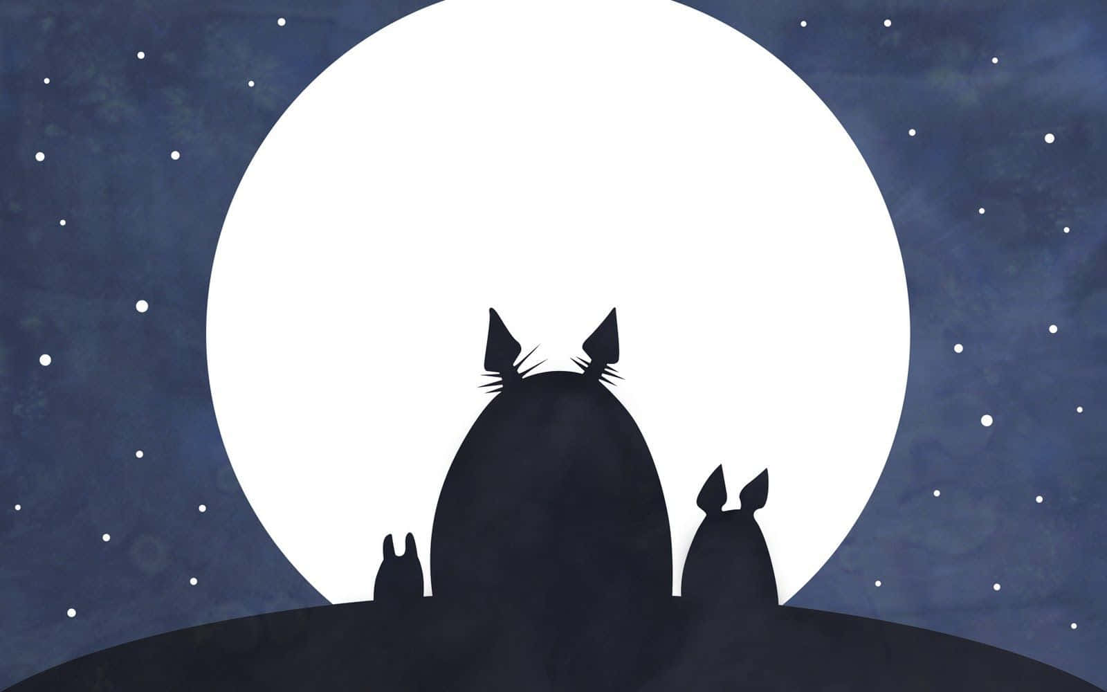 My Neighbor Totoro, Totoro, full moon, HD Desktop Wallpaper