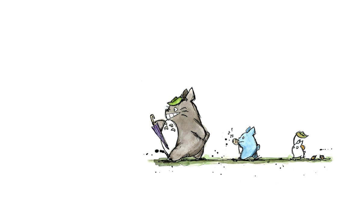 My neighbor totoro, Totoro, umbrella, SD Desktop Wallpaper