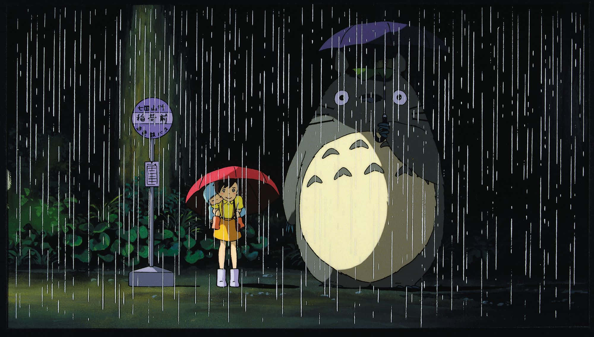 My Neighbor Totoro, Totoro, red umbrella, Full HD Desktop Wallpaper