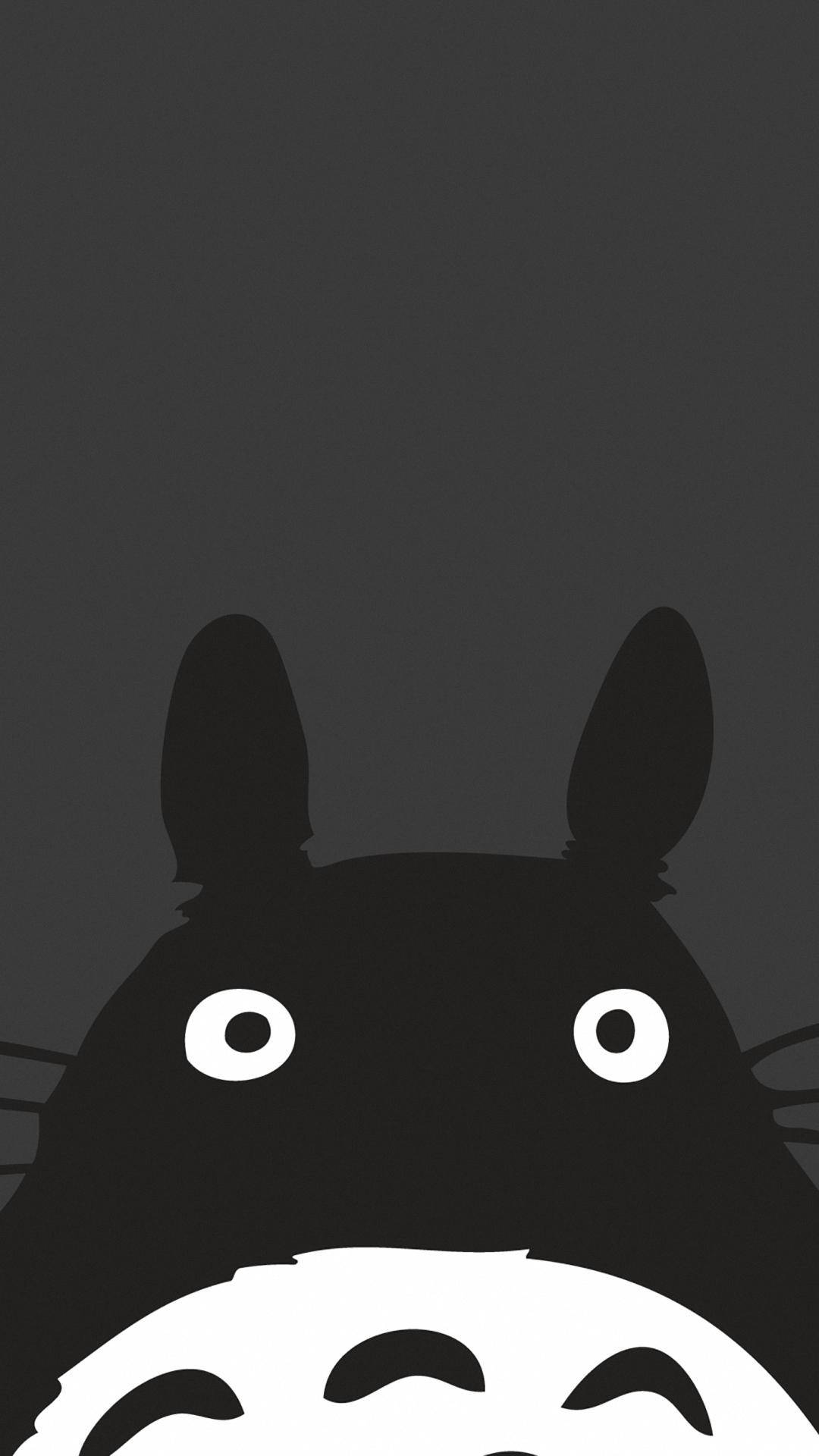 Totoro, My Neighbor Totoro, black and white silhouette, Full HD Phone Wallpaper