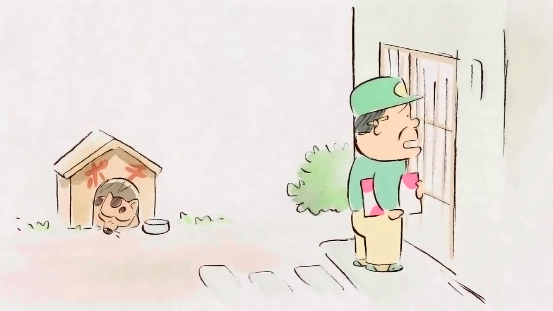 My Neighbors The Yamadas, green cap, pink cup, Full HD Desktop Wallpaper