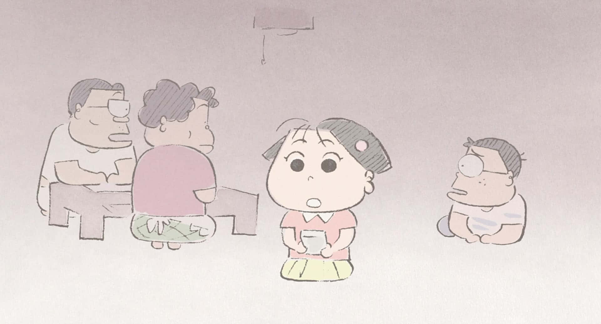 My Neighbors The Yamadas, pink shirt, minimalist room, Full HD Desktop Wallpaper