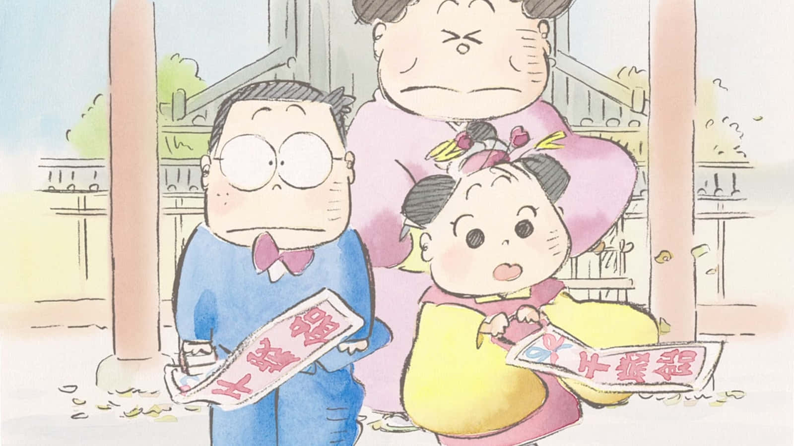 My Neighbors The Yamadas, traditional Japanese shrine, prayer scrolls, HD Desktop Wallpaper