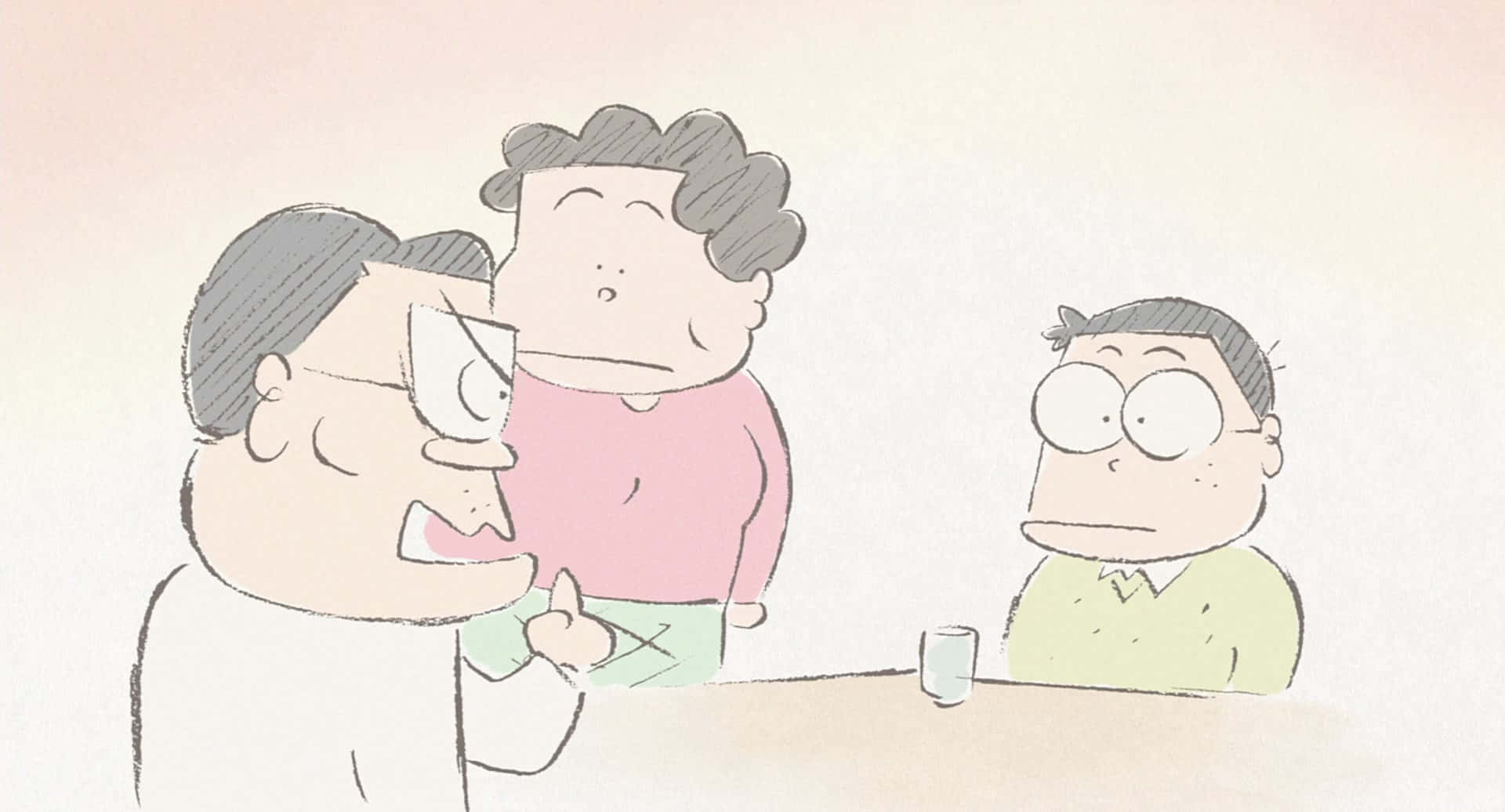 My Neighbors The Yamadas, cartoon characters, table, Full HD Desktop Wallpaper