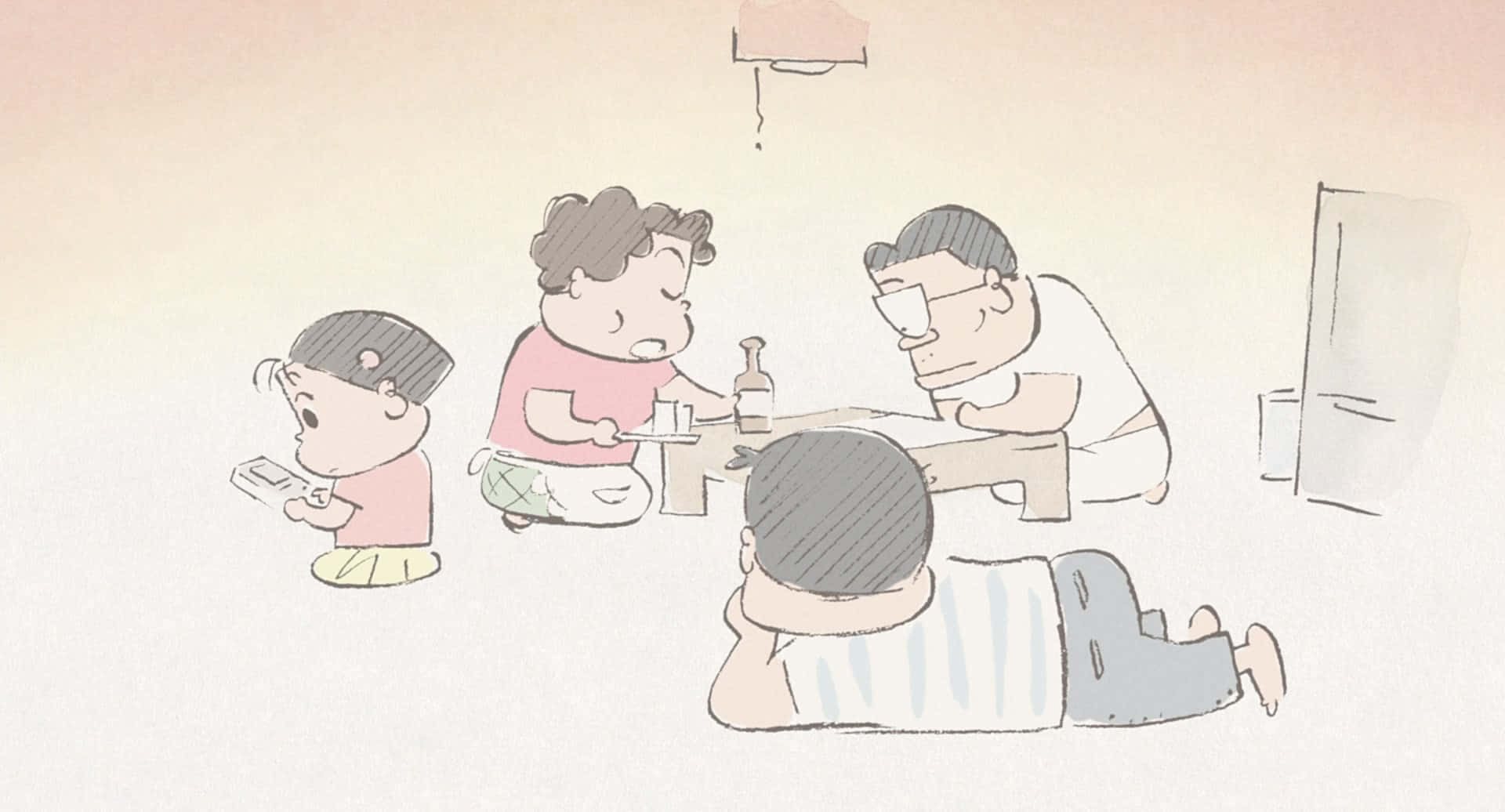 My Neighbors The Yamadas, family portrait, four members, Full HD Desktop Wallpaper