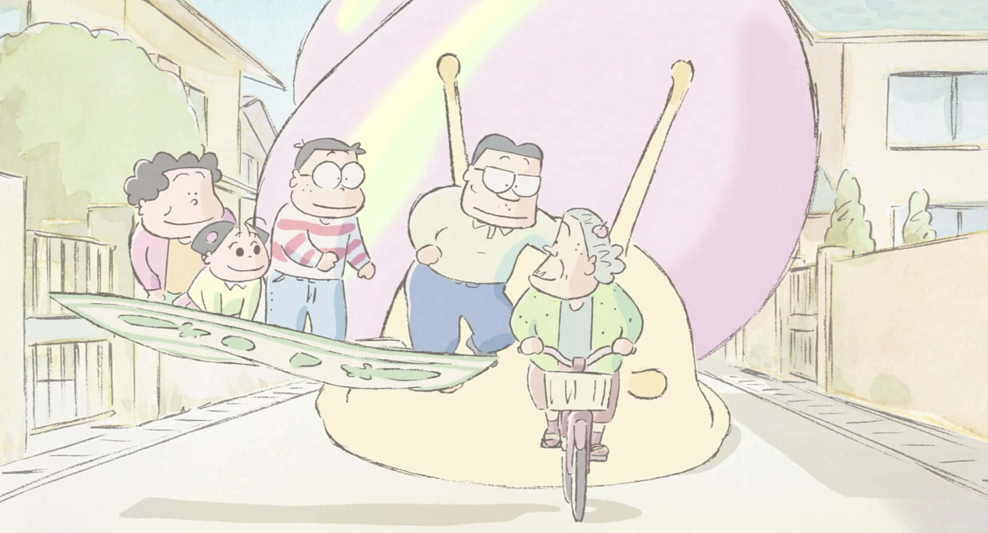 My Neighbors The Yamadas, giant snail, suburban street, Full HD Desktop Wallpaper