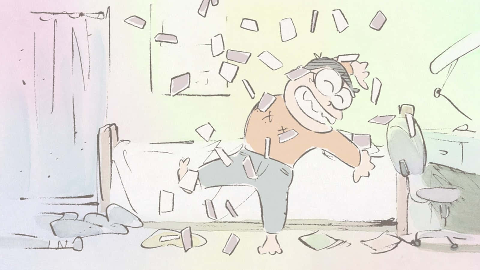 My Neighbors The Yamadas, cartoon man, messy room, HD Desktop Wallpaper