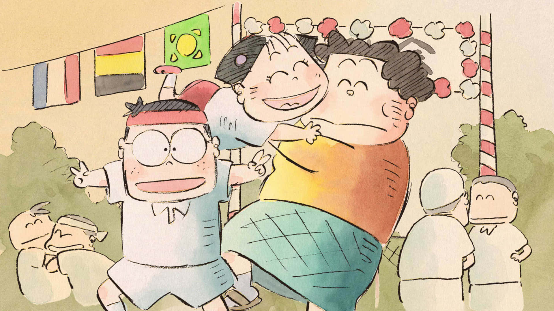 My Neighbors The Yamadas, children, boy in glasses, Full HD Desktop Wallpaper