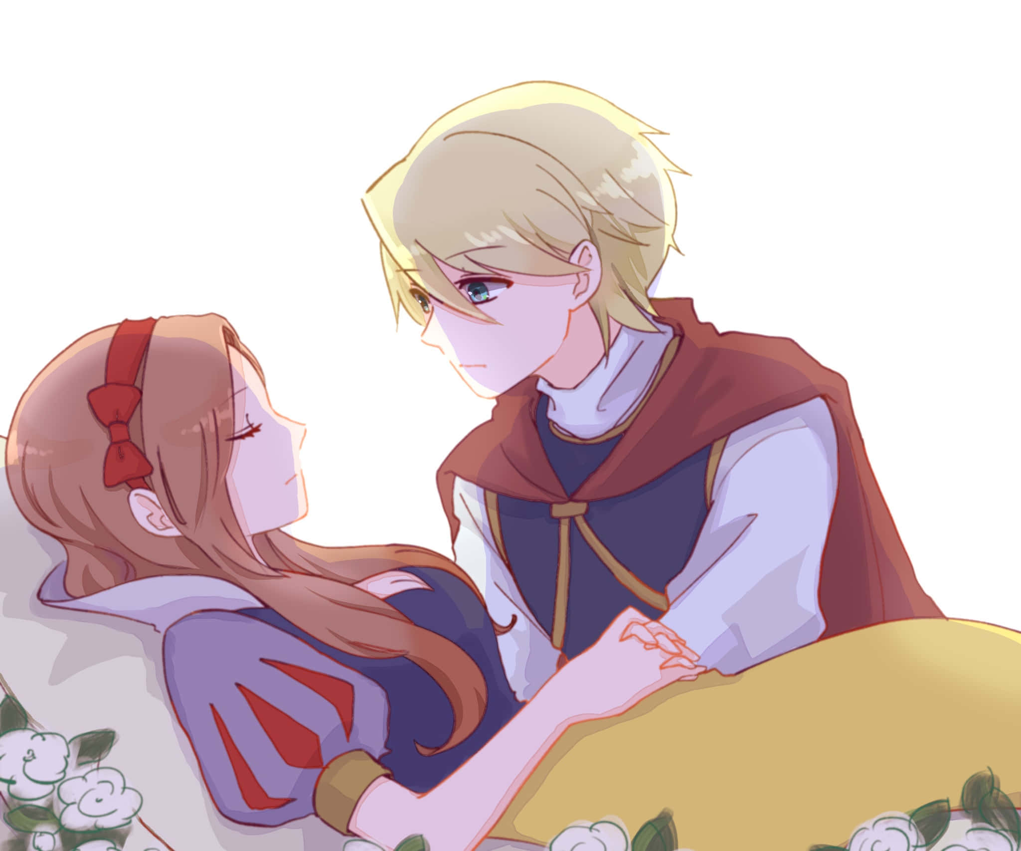 My Next Life As A Villainess All Routes Lead To Doom, blonde man, girl in a red bow, Full HD Desktop Wallpaper