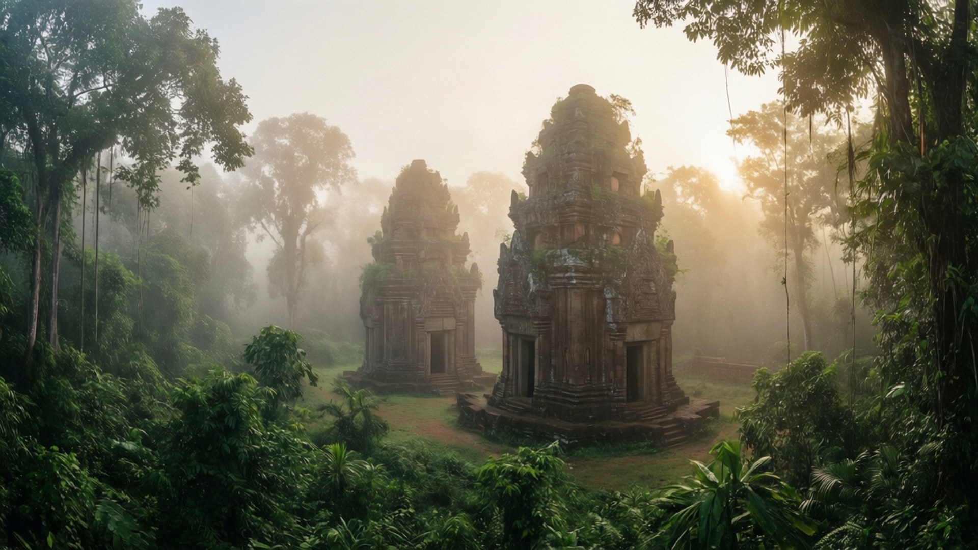 My Son Sanctuary, misty dawn, morning mist, Full HD Desktop Wallpaper