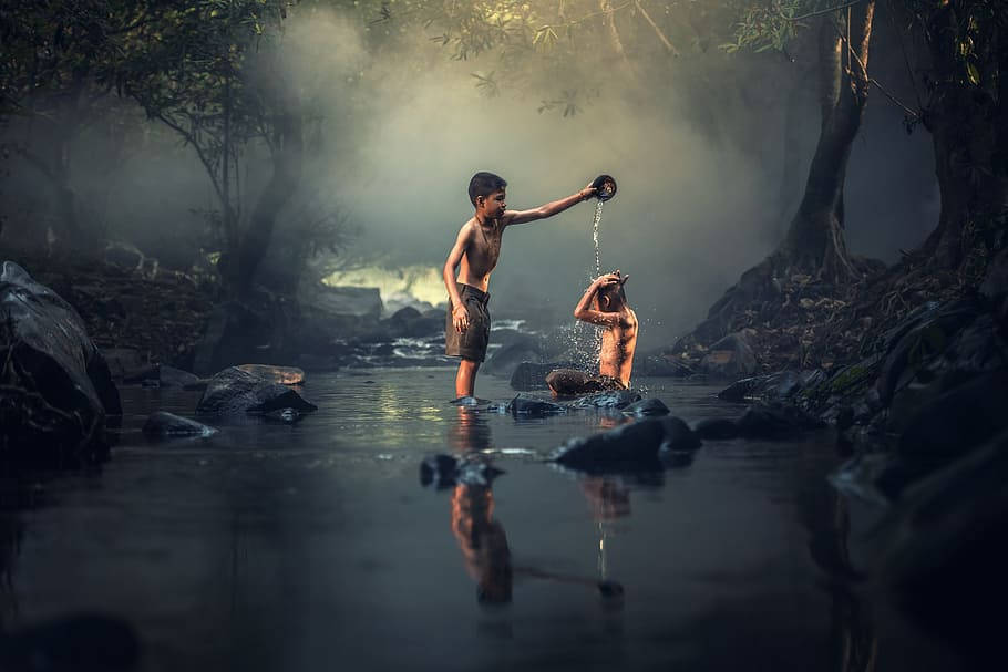 Myanmar, river, forest stream, SD Desktop Wallpaper