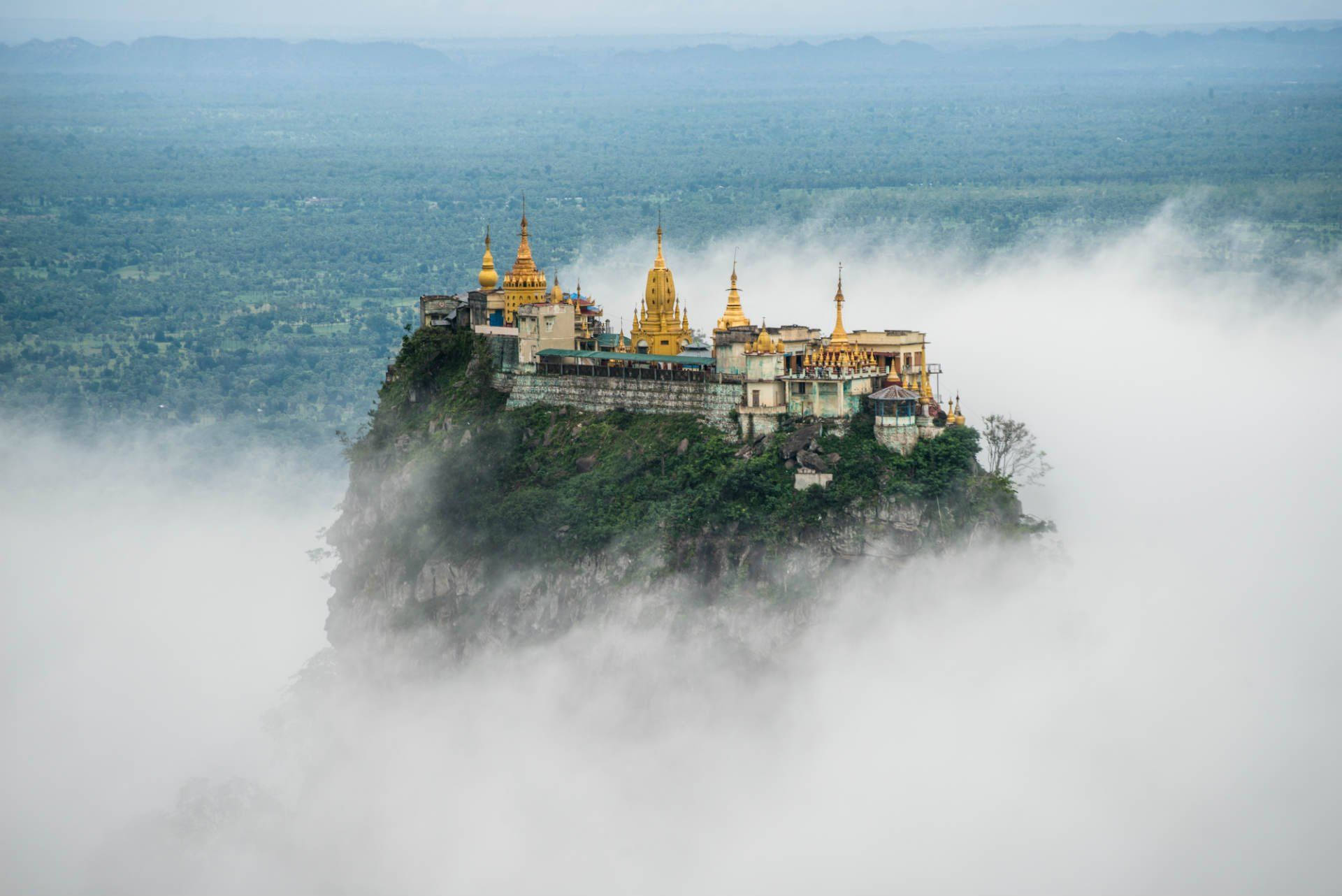 Myanmar, temple complex, mountain peak, Full HD Desktop Wallpaper