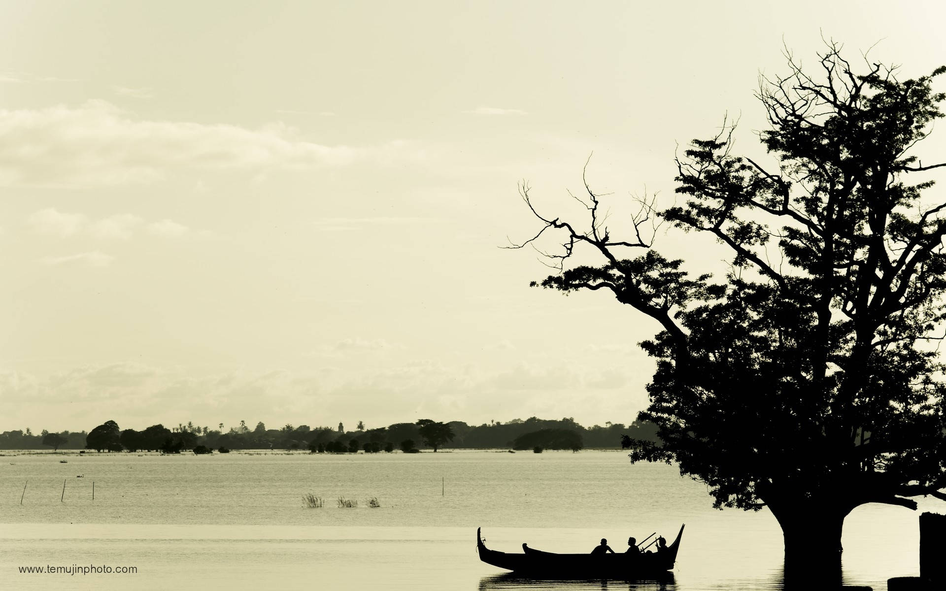 Myanmar, boat, silhouetted, Full HD Desktop Wallpaper