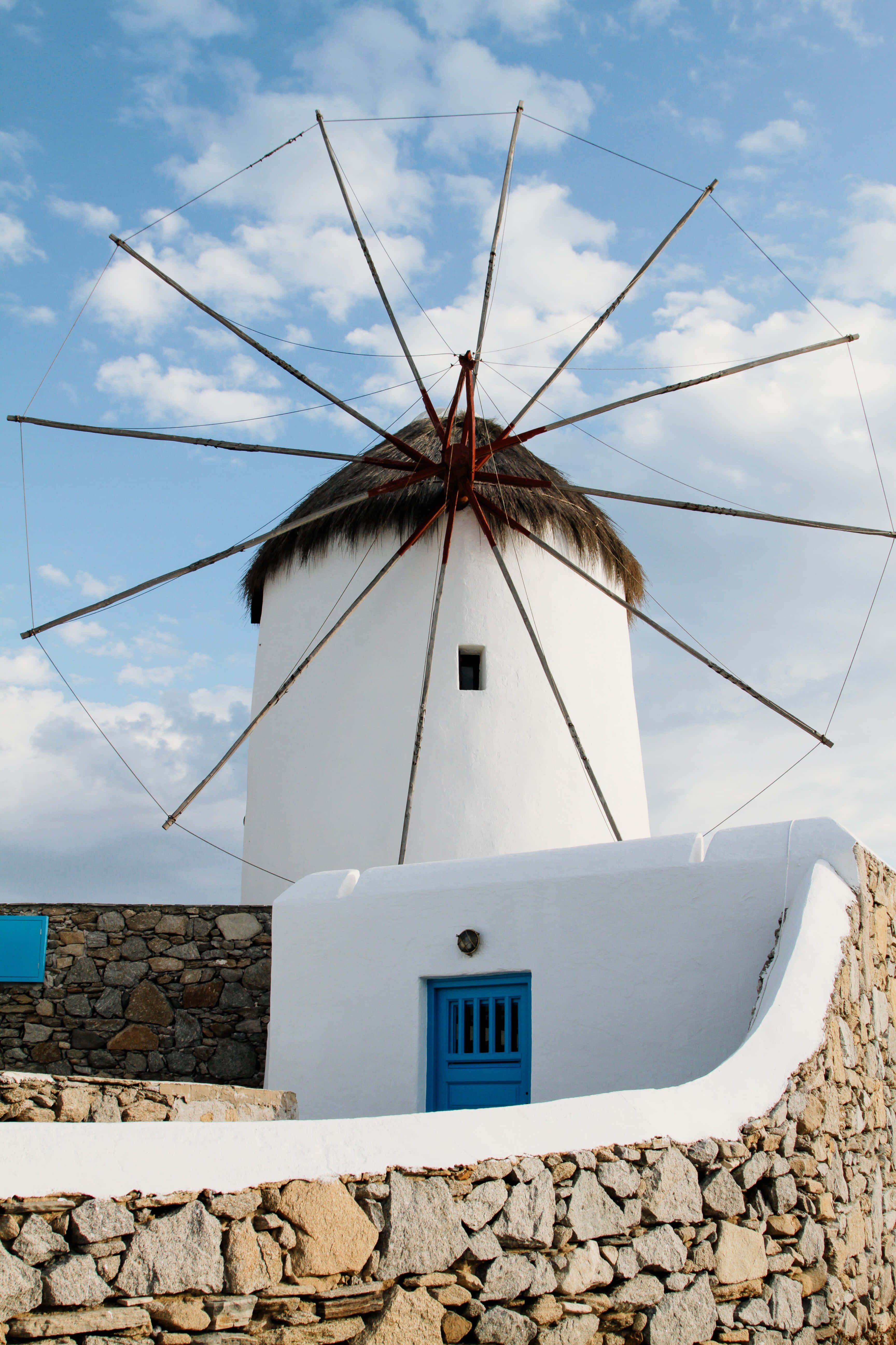 Mykonos Windmills, sunset, white windmill, 5K Phone Wallpaper