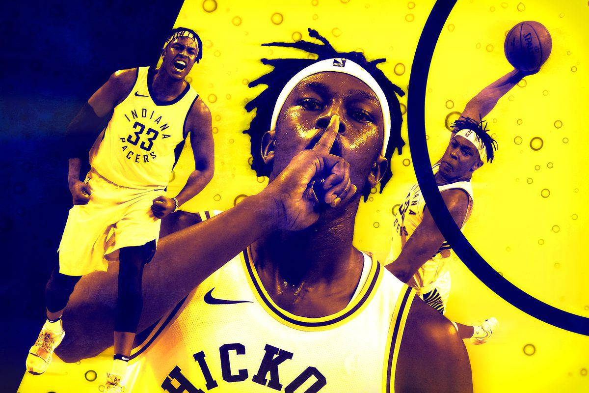 Myles Turner, yellow, blue, SD Desktop Wallpaper