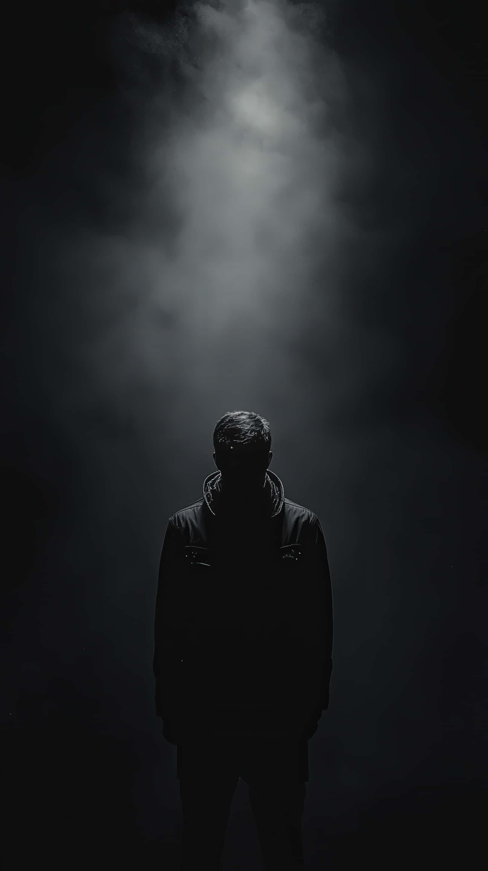 hooded man, dramatic fog, darkness, 2K Phone Wallpaper