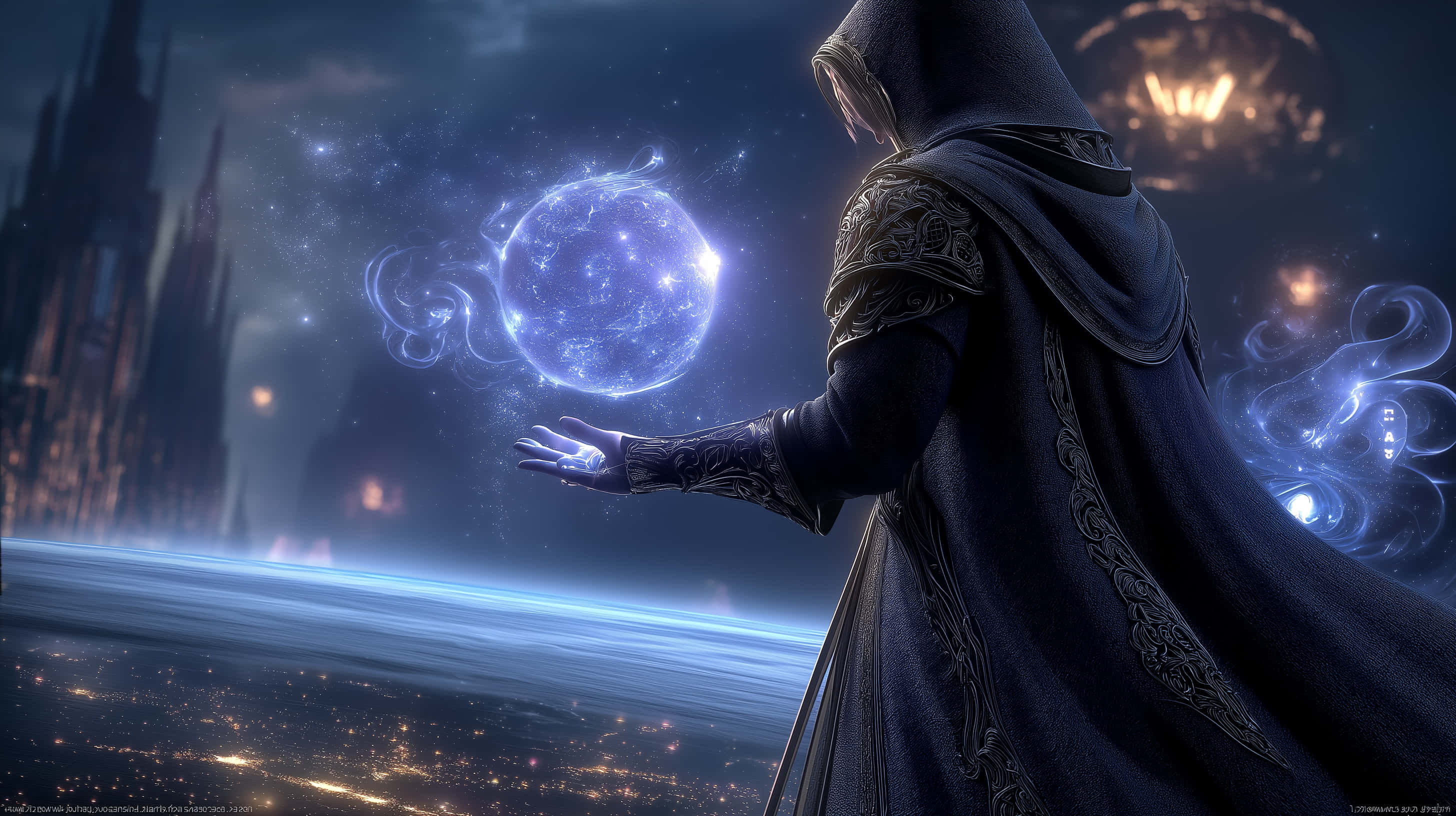 mystic, luminous orb, glowing blue orb, 2K Desktop Wallpaper