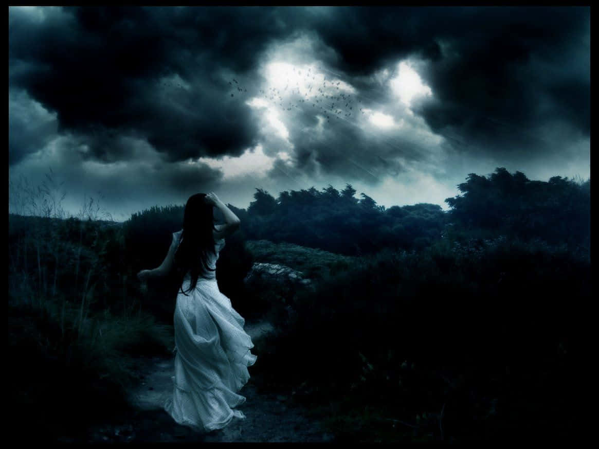Mysterious, forest path, lone woman, SD Desktop Wallpaper