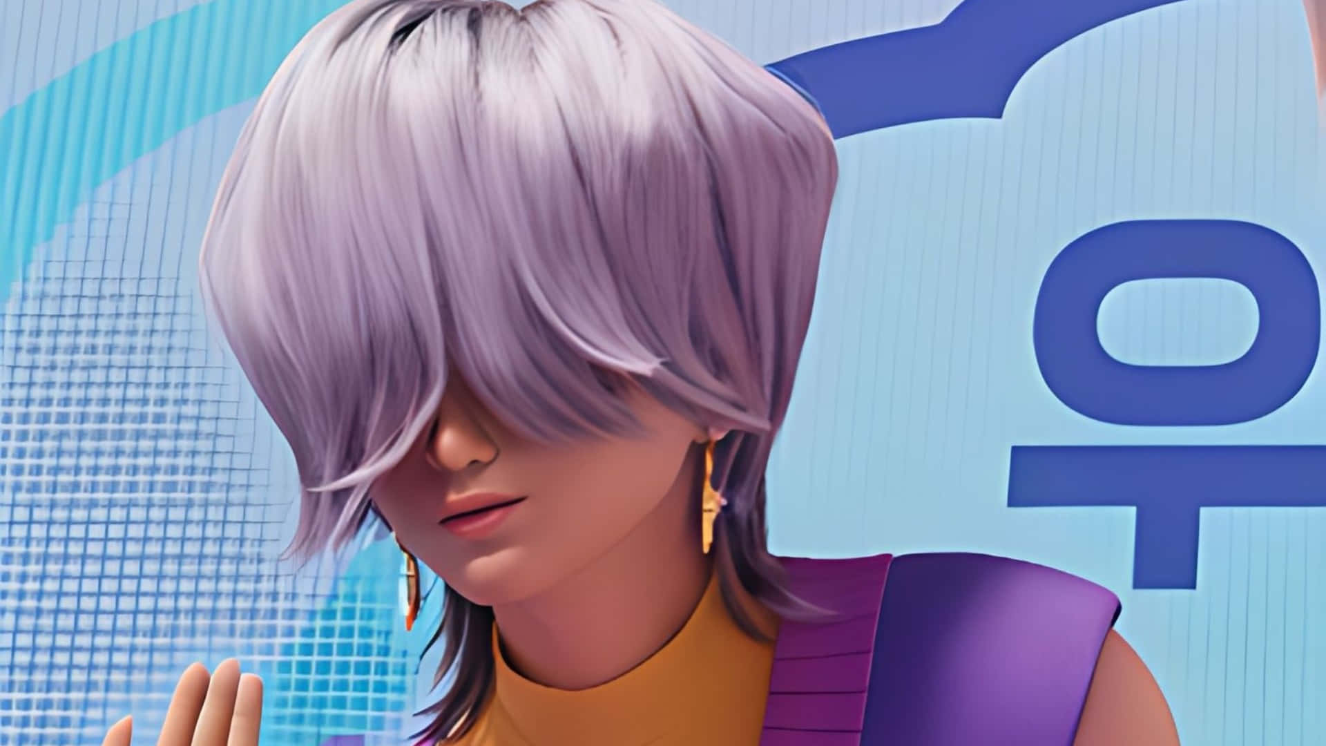 Mystery Saja, lavender hair, gold earrings, Full HD Desktop Wallpaper