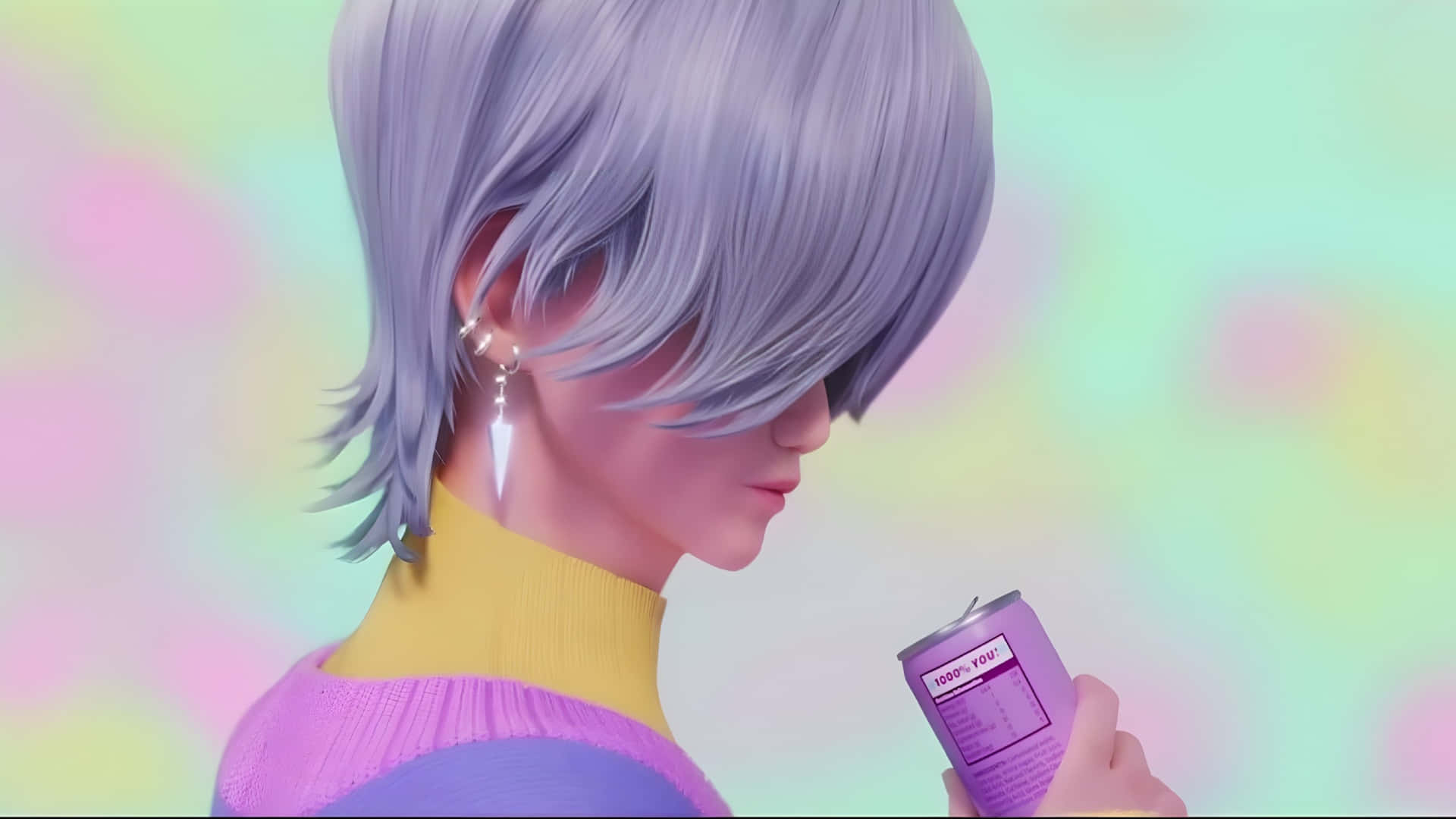 Mystery Saja, lavender hair, silver earrings, Full HD Desktop Wallpaper