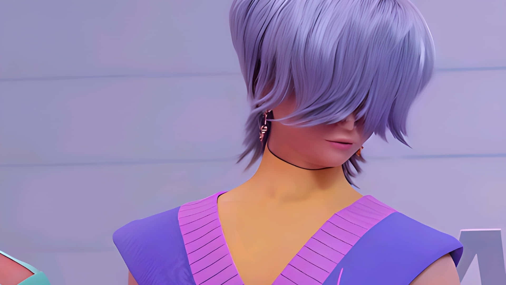 Mystery Saja, lavender hair, purple top, Full HD Desktop Wallpaper
