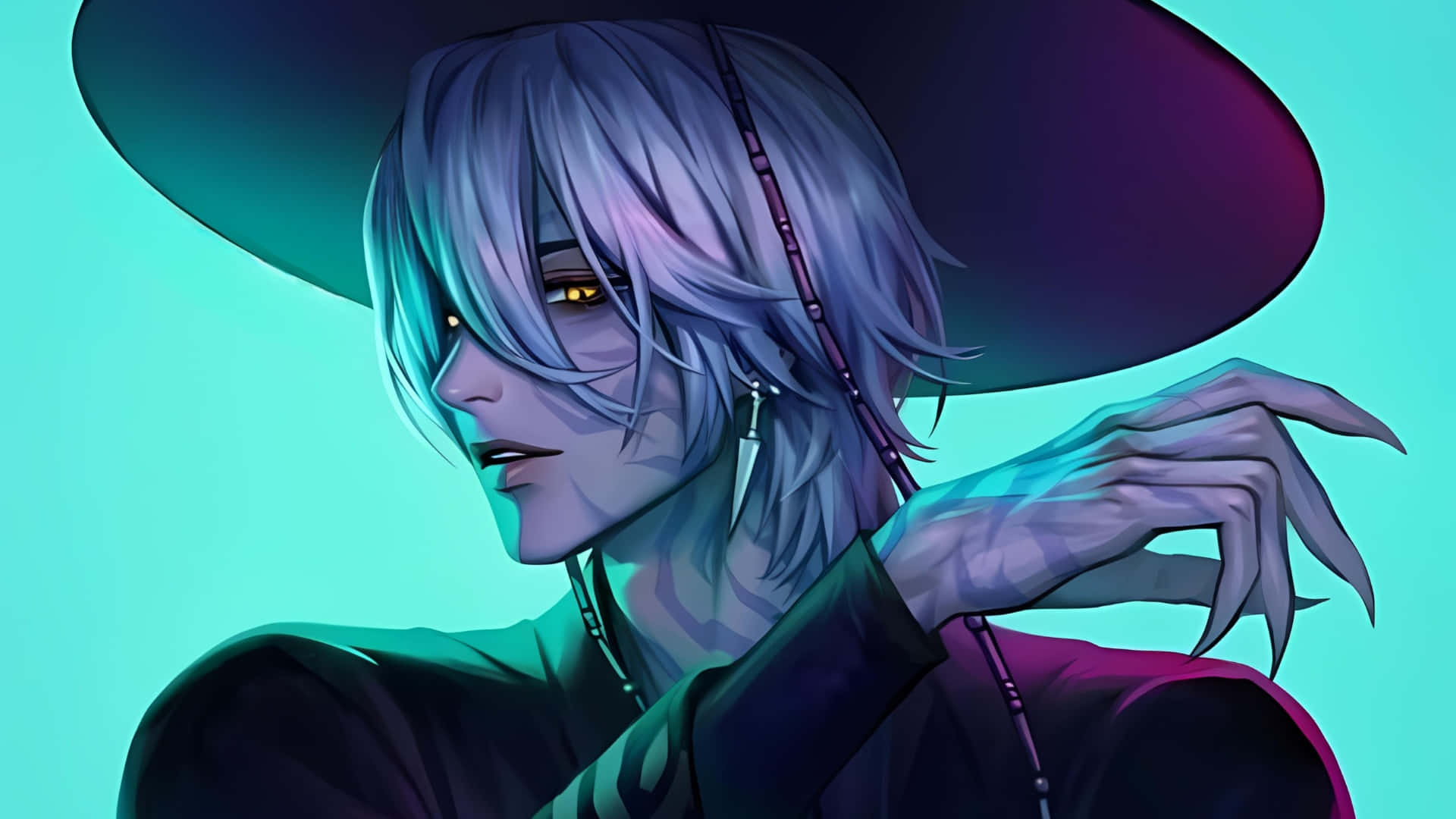 Mystery Saja, enigmatic sorcerer, silver hair, Full HD Desktop Wallpaper