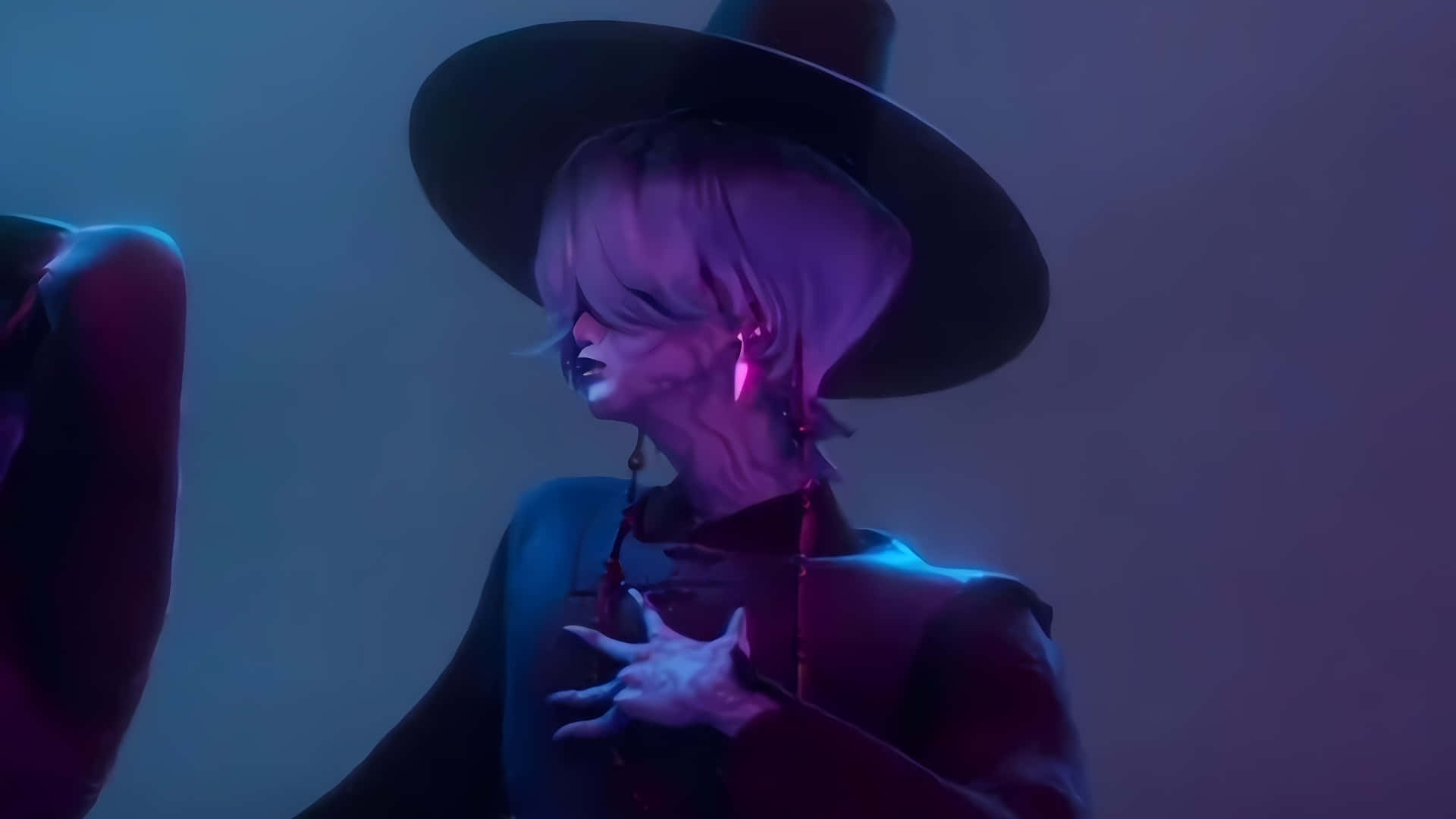 Mystery Saja, purple hair, wide-brimmed hat, Full HD Desktop Wallpaper