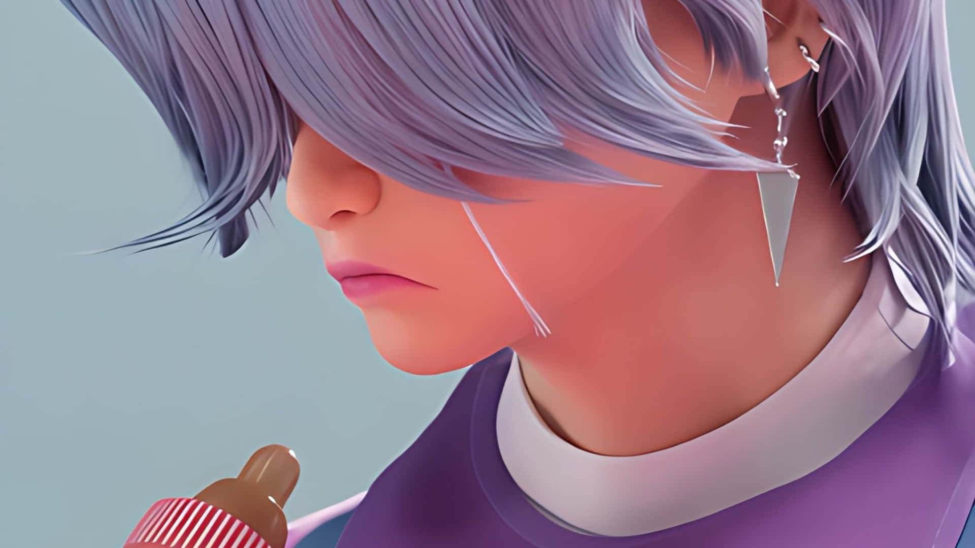 Mystery Saja, silver hair, silver earring, Full HD Desktop Wallpaper