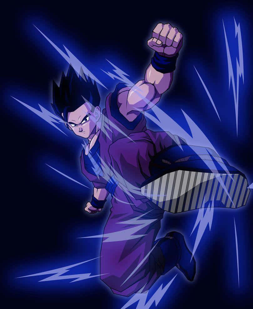 Mystic Gohan, purple armor, glowing blue energy streaks, SD Phone Wallpaper