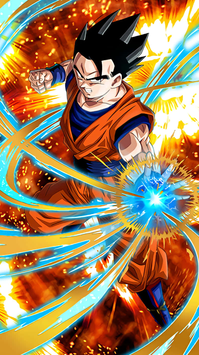 Mystic Gohan, orange gi, glowing blue energy blast, HD Phone Wallpaper
