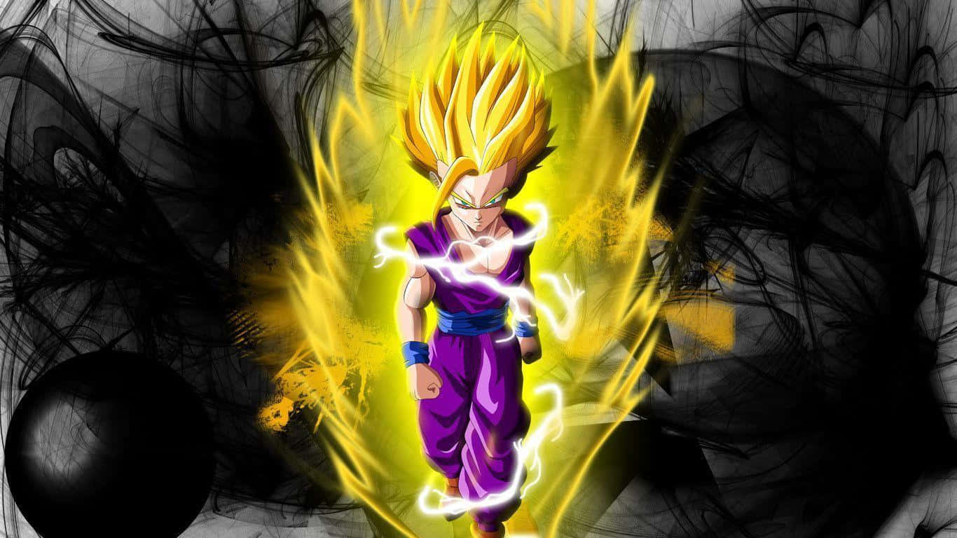 Mystic Gohan, golden-haired anime warrior, purple gi, HD Desktop Wallpaper