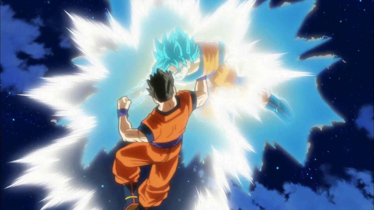 Mystic Gohan, blue and white energy, starry night sky, HD Desktop Wallpaper