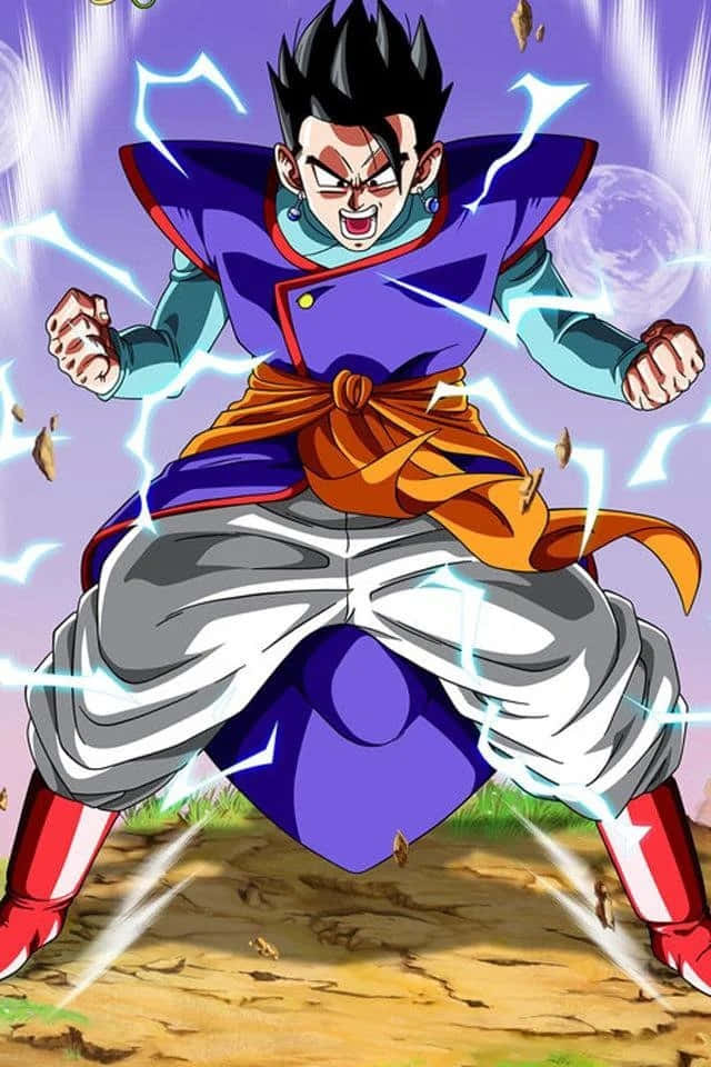 Mystic Gohan, spiky black hair, purple gi, SD Phone Wallpaper