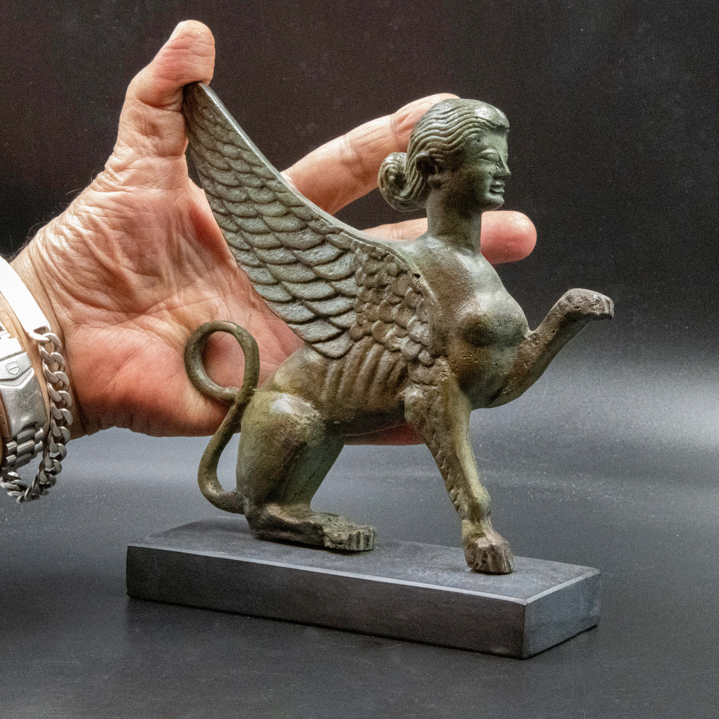 mystical artifacts, bronze sphinx statue, wings, Full HD Desktop Wallpaper
