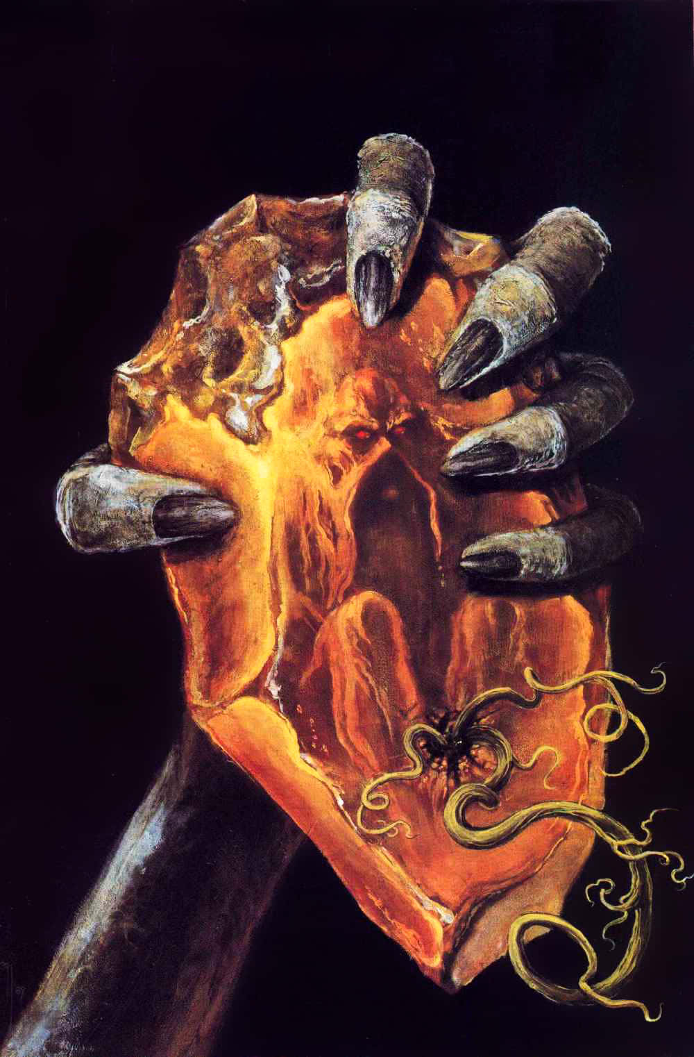 Mystical Artifacts, glowing orange heart, black background, HD Phone Wallpaper