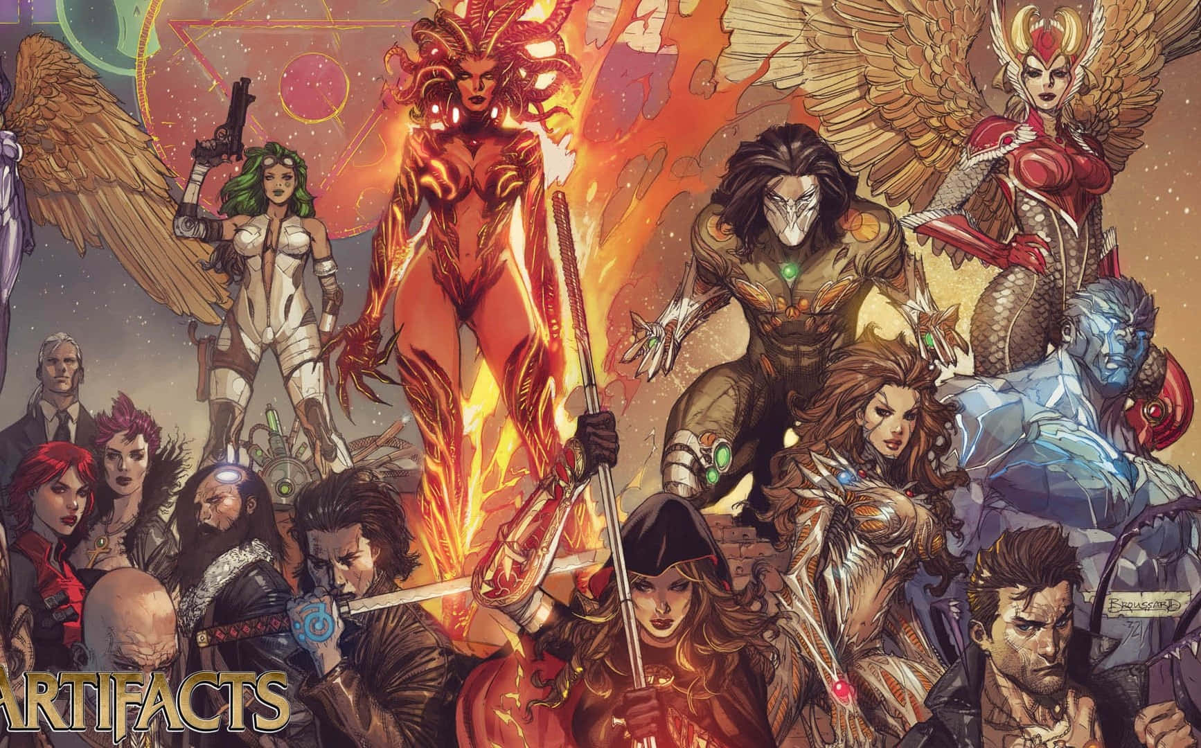 Mystical Artifacts, comic book illustration, heroic characters, HD Desktop Wallpaper