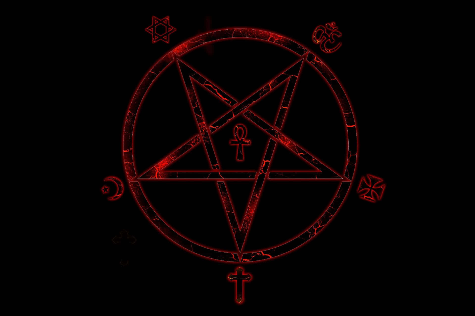 occult 1920 x 1280 wallpaper, glowing red pentagram, occult symbols, Full HD Desktop Wallpaper