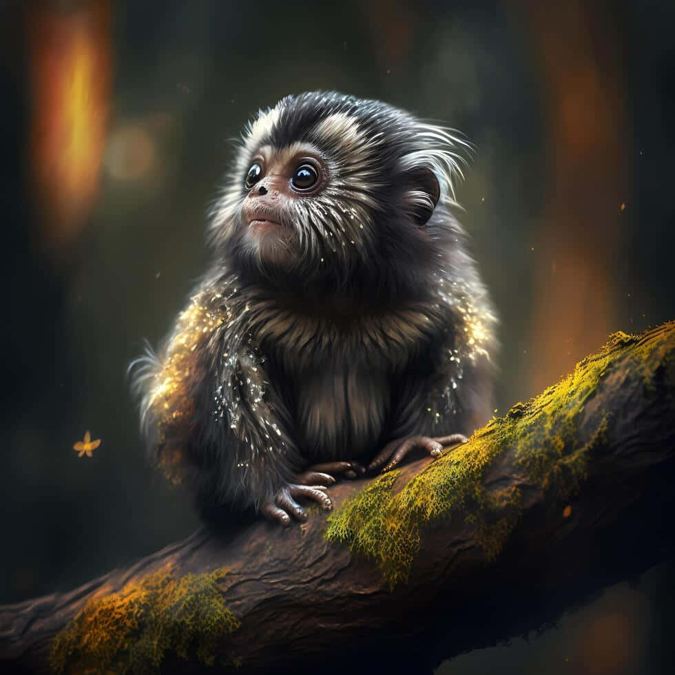 enchanted marmoset, fluffy marmoset, sparkling fur, SD Desktop Wallpaper