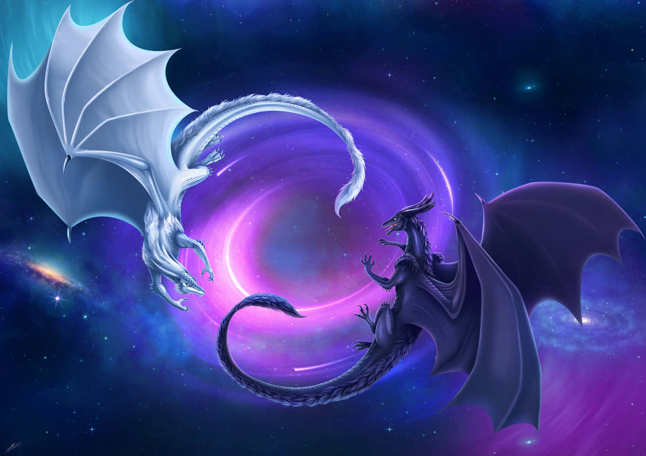 Mystical Dragon, white dragon, dark dragon, HD Desktop Wallpaper