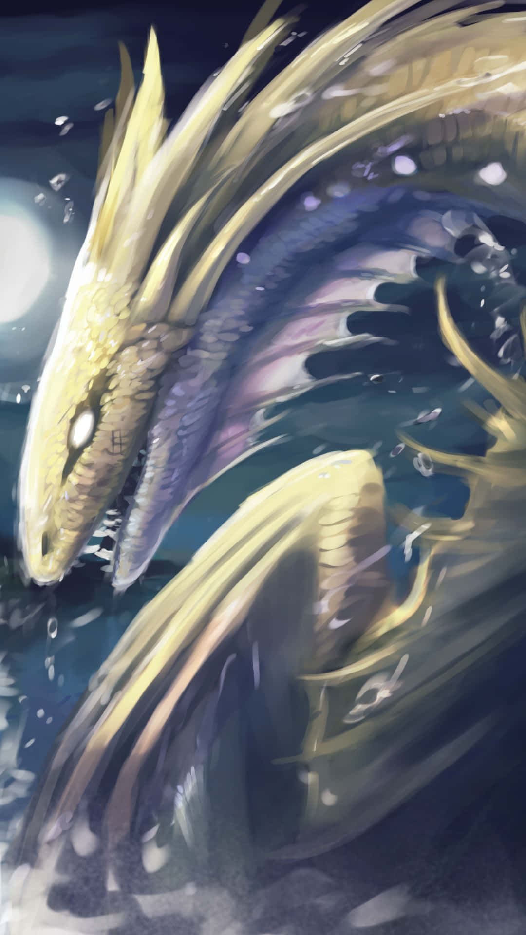 Mystical Dragon, golden dragon, glowing eyes, Full HD Phone Wallpaper