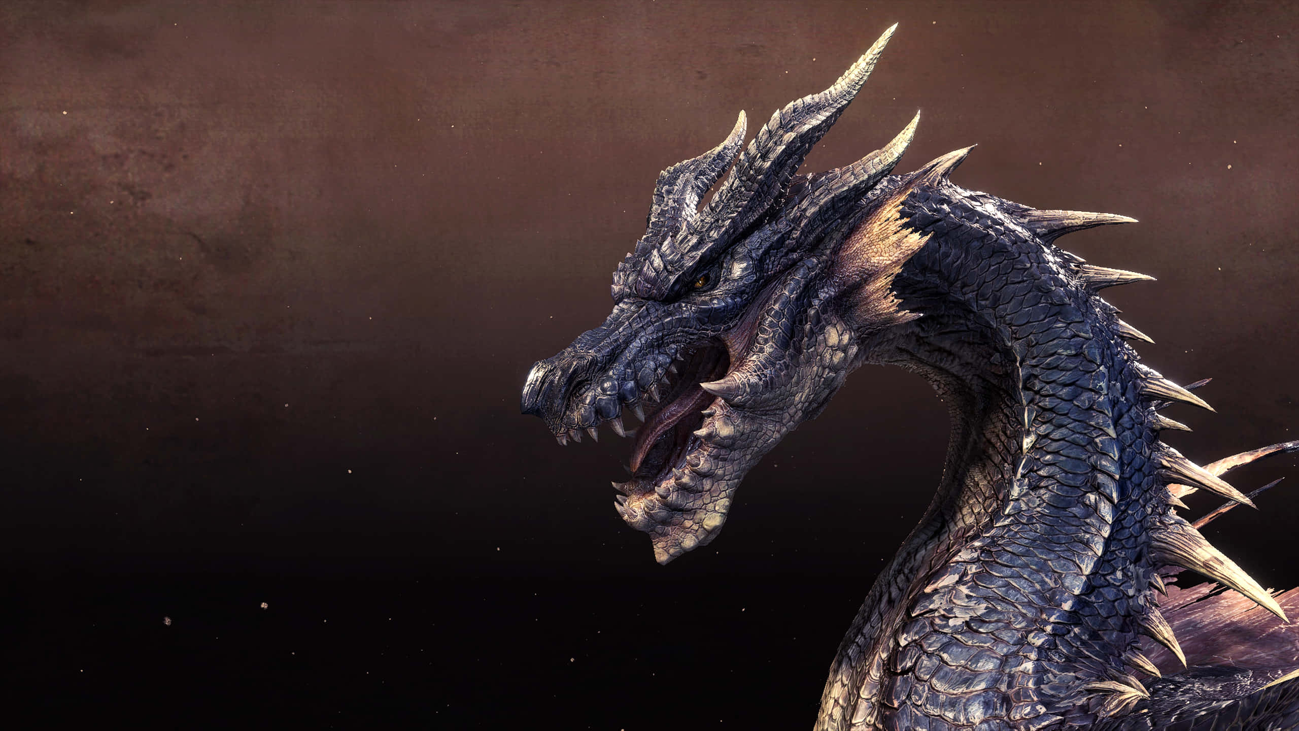 Mystical Dragon, dark scaled dragon, spiked ridges, 2K Desktop Wallpaper