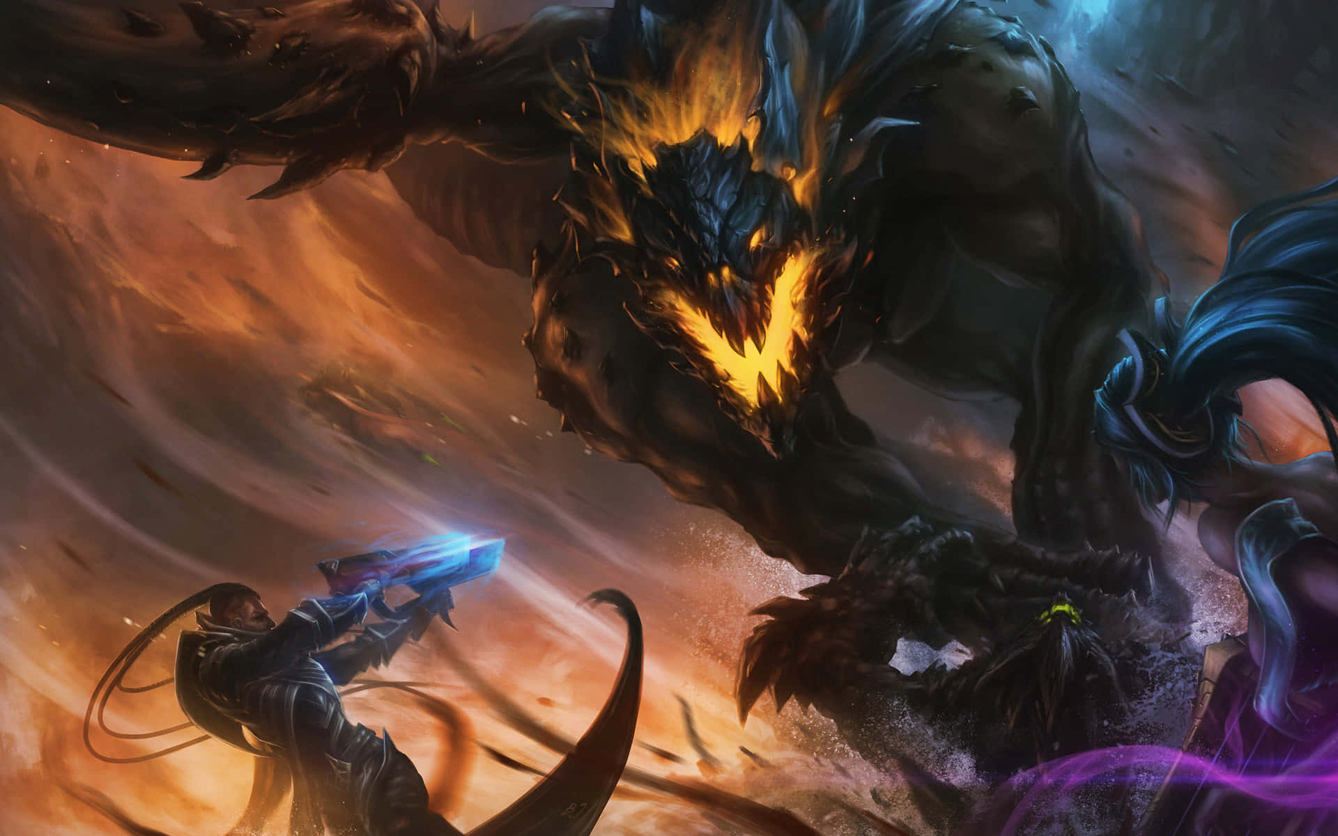 mystical dragon, glowing blue weapon, massive fiery dragon, Full HD Desktop Wallpaper