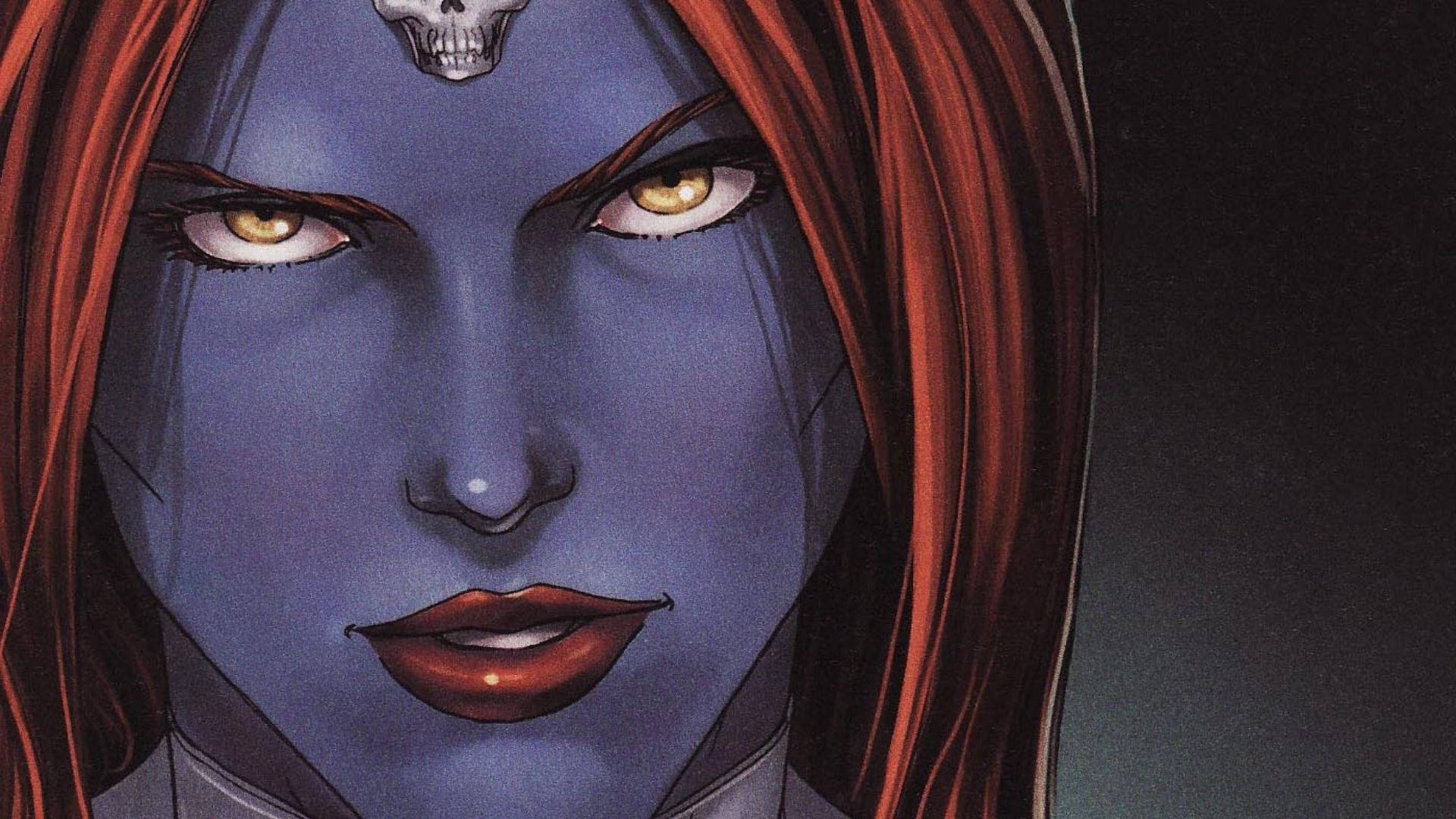 Mystique, deadly glare, blue-skinned woman, Full HD Desktop Wallpaper