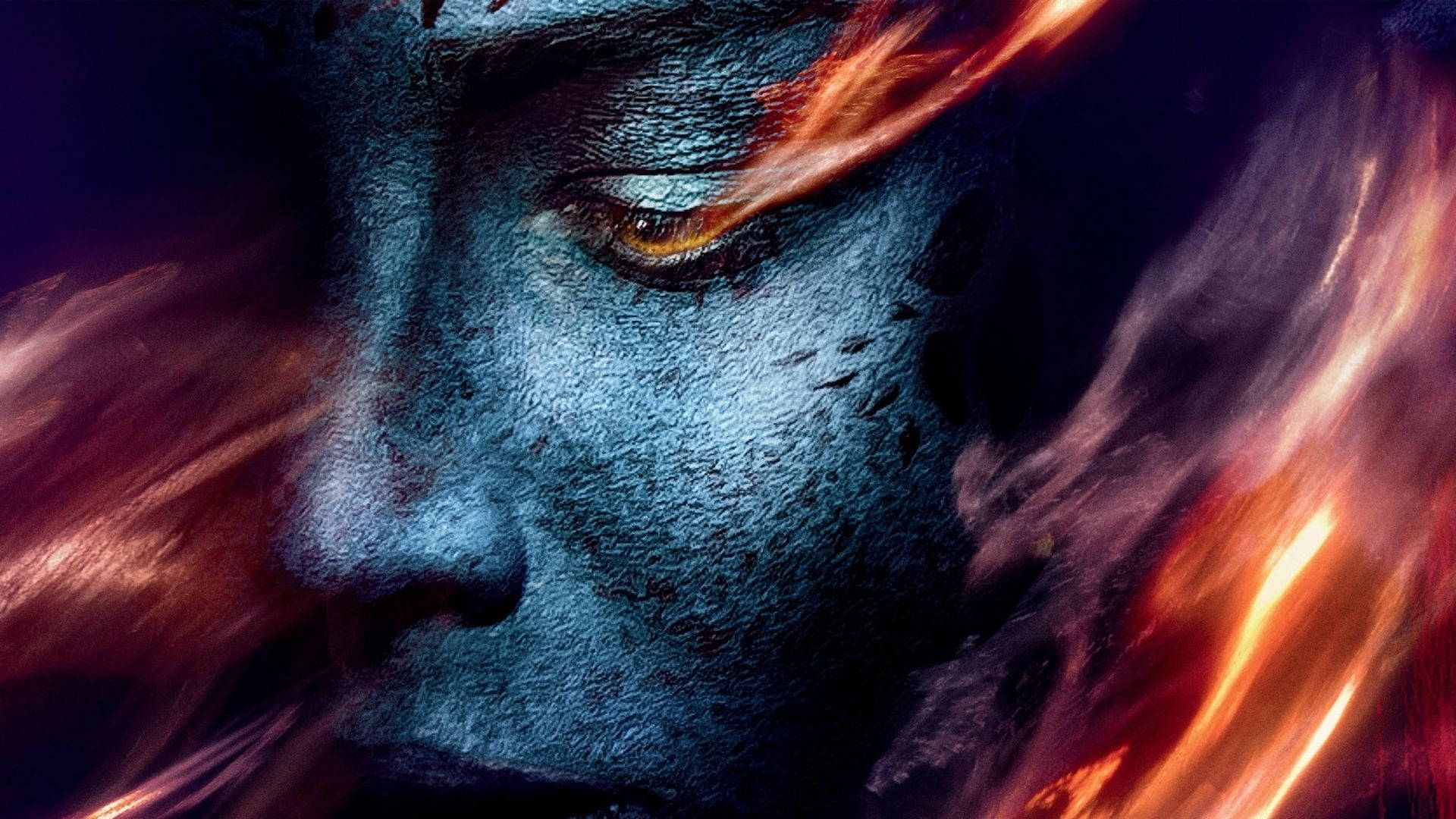 Mystique, blazing face, blue-skinned mutant, Full HD Desktop Wallpaper