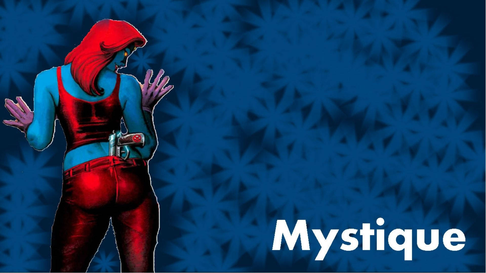 Mystique, blue-skinned, red hair, Full HD Desktop Wallpaper