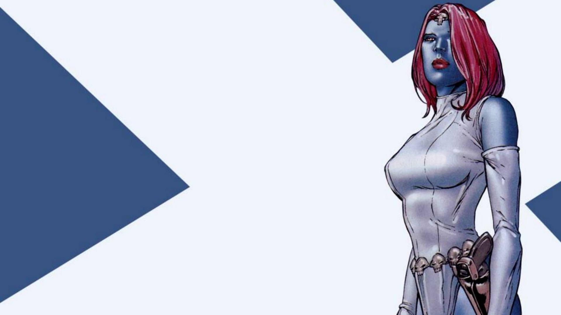Cool Mystique, blue-skinned, red hair, Full HD Desktop Wallpaper