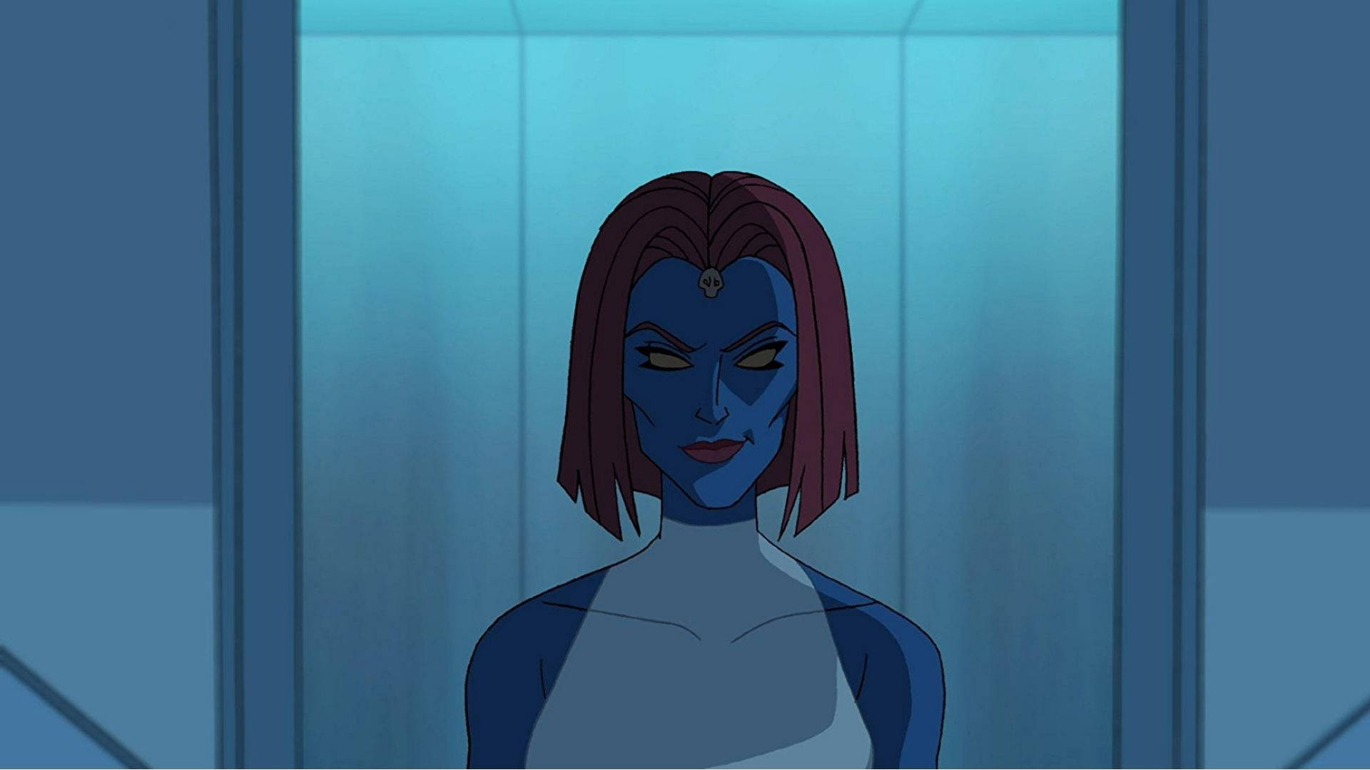 Mystique, blue-skinned, red hair, Full HD Desktop Wallpaper